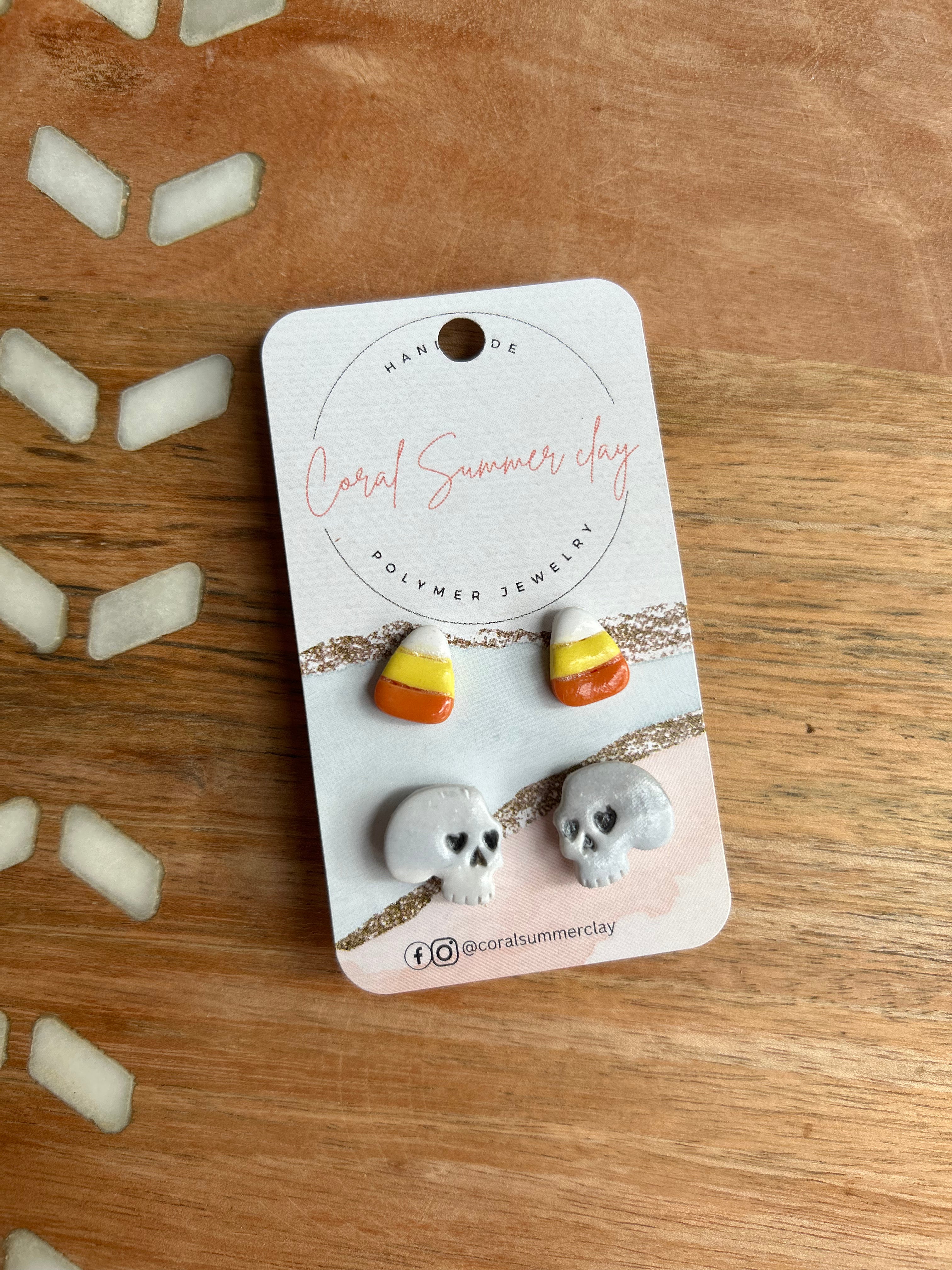 Candy corn and skull studs