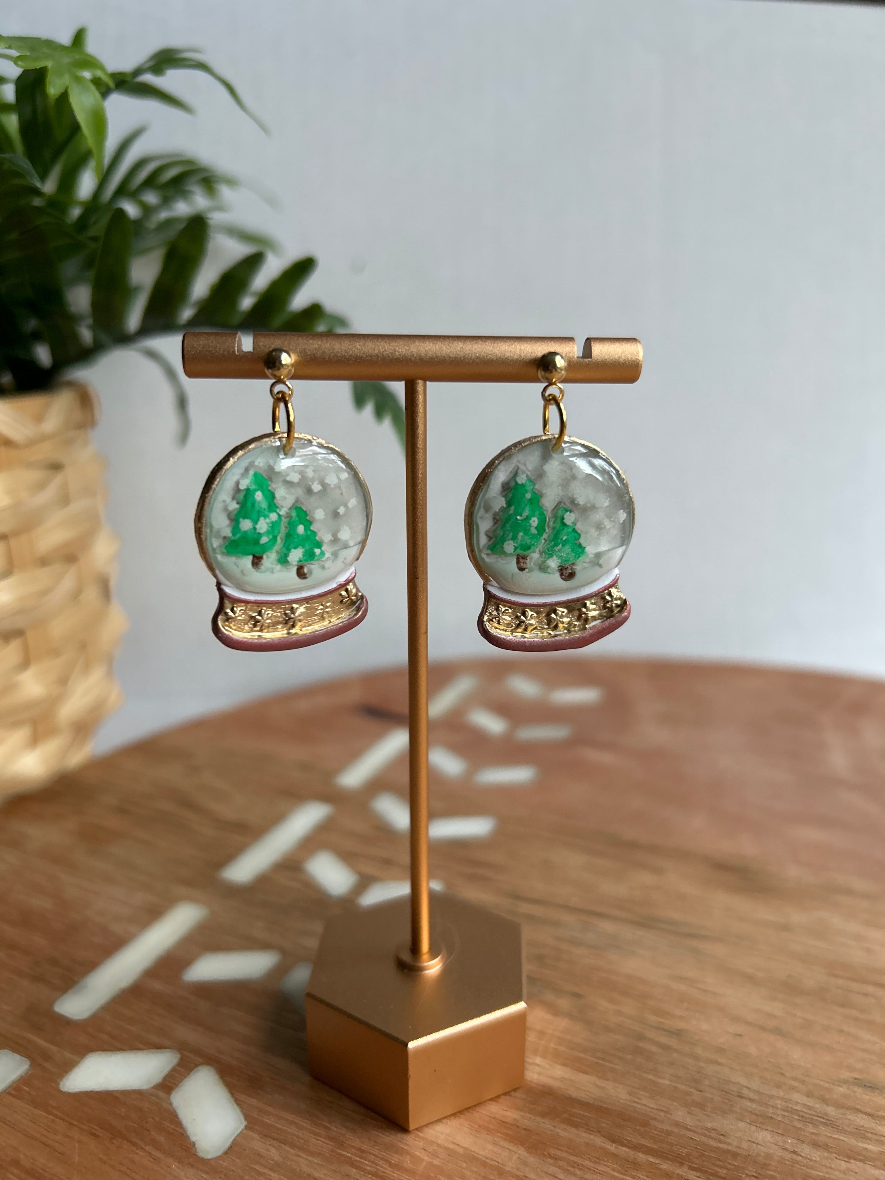 Red and Gold Snow Globe Dangle