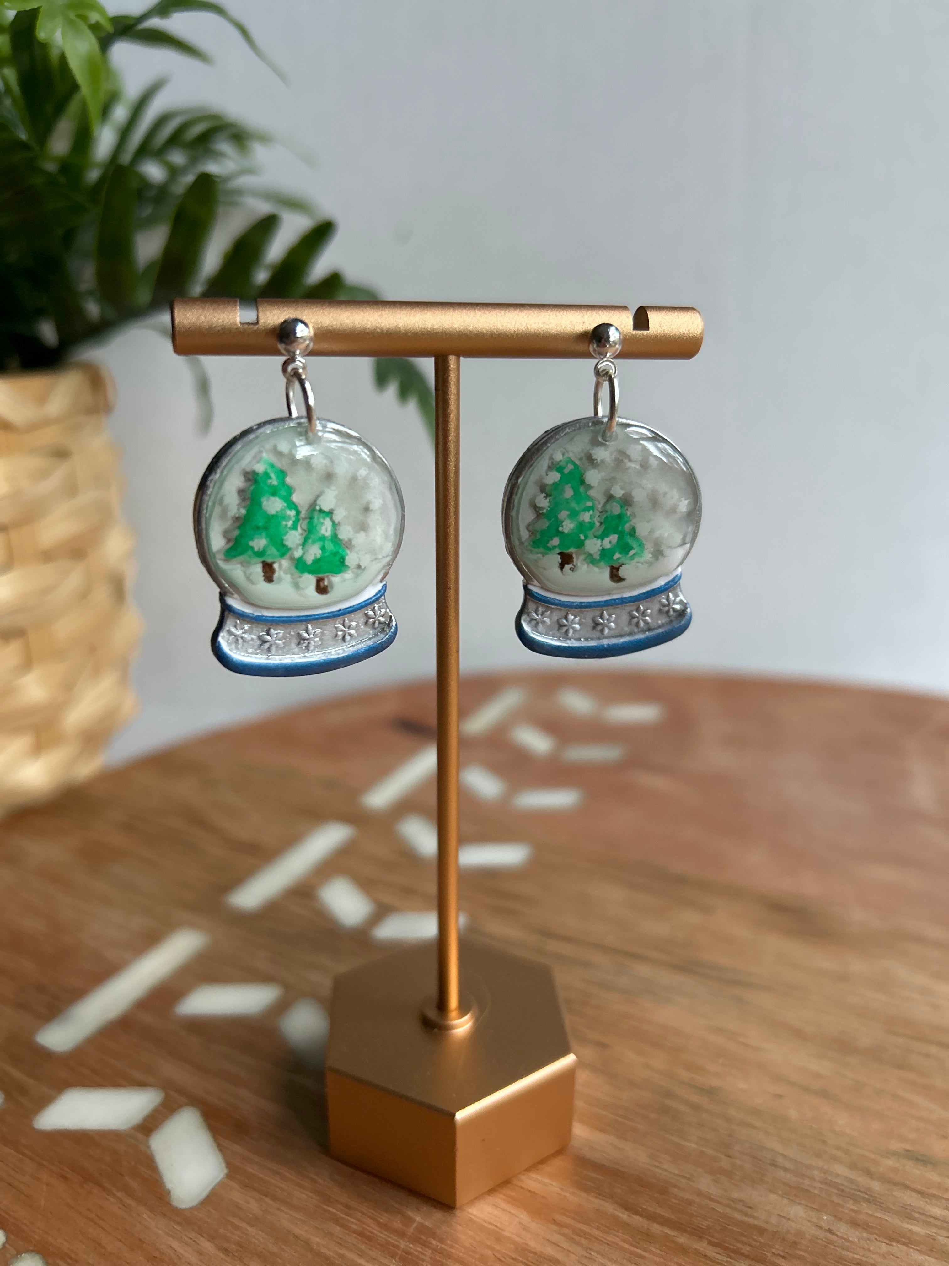 Silver and Blue Snow Globe Dangle