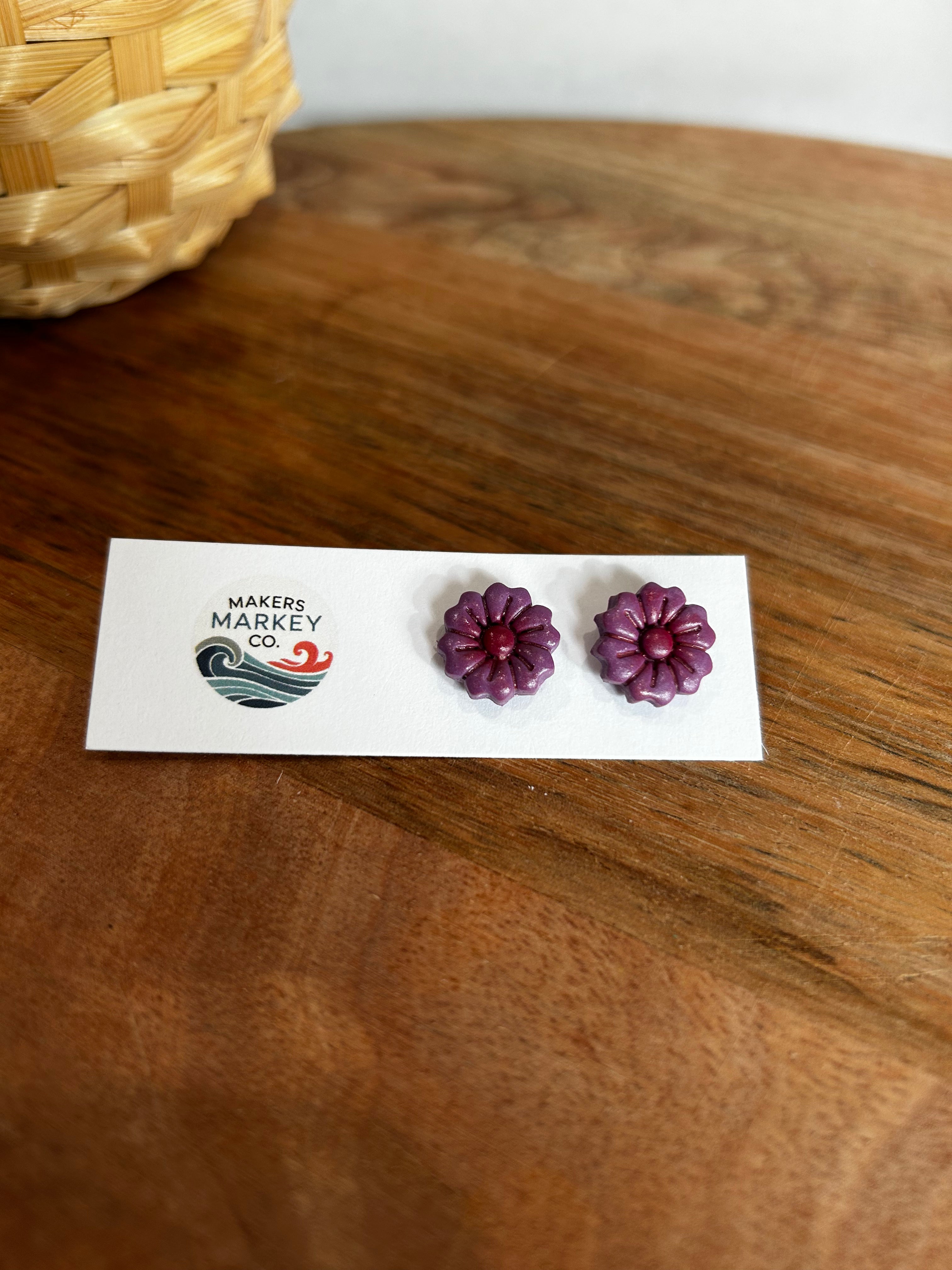 Purple Flower Stud