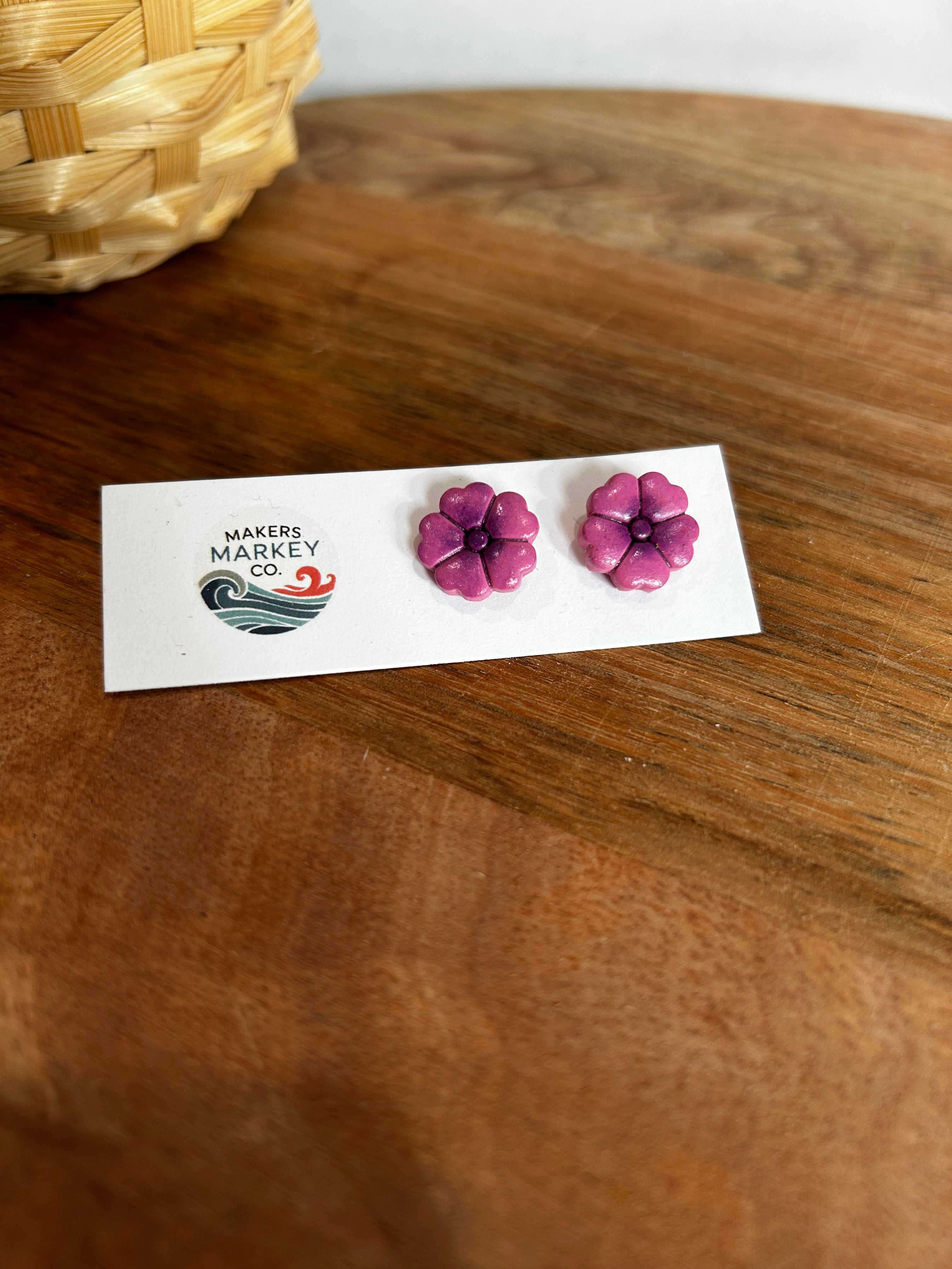 Pink Flower Stud